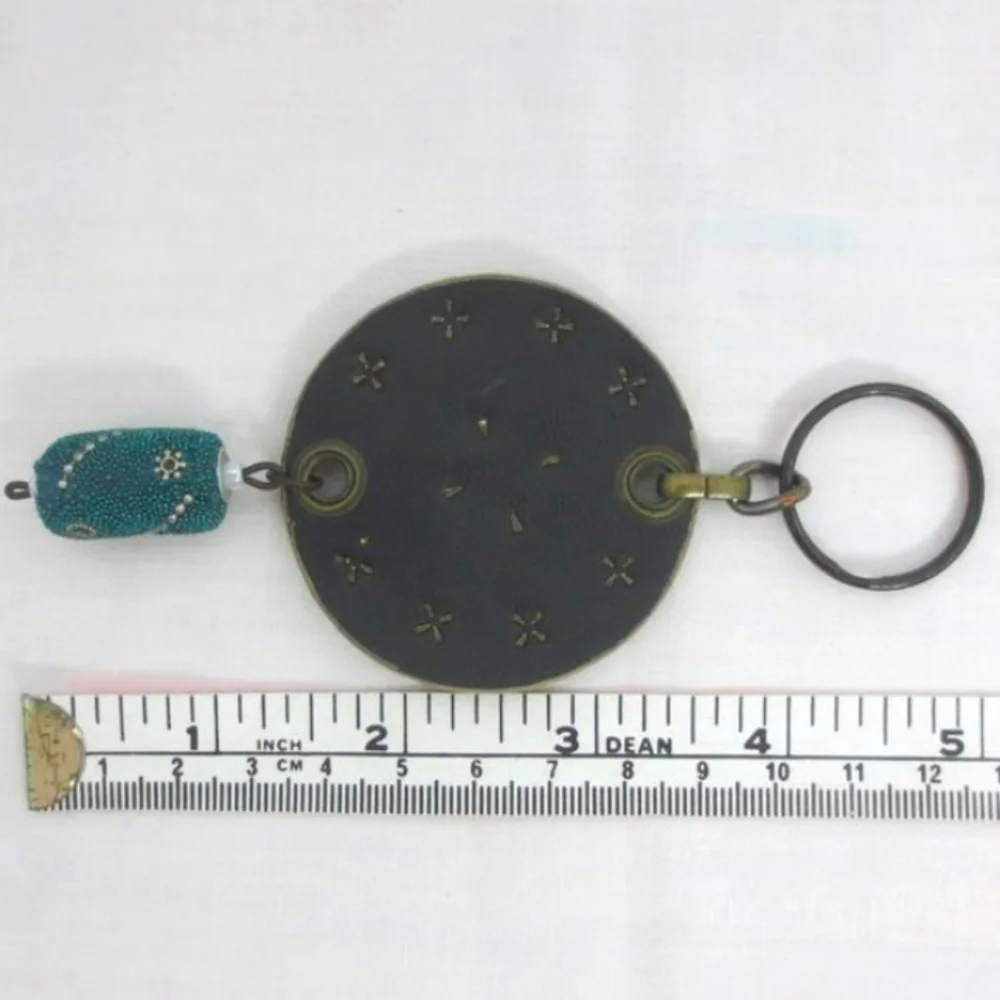 New Handmade Keychain Bag Charm Beaded Boho Faux Leather Rhinestone Swivel Clip
